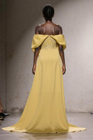 Load image into Gallery viewer, Sparkly Daffodil Off the Shoulder Sheath Long Pageant Dress with Sequins