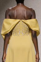 Load image into Gallery viewer, Sparkly Daffodil Off the Shoulder Sheath Long Pageant Dress with Sequins