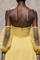 Load image into Gallery viewer, Daffodil Satin Sweetheart Mermaid Cut Out Long Formal Dress with Sleeves