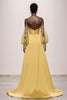 Load image into Gallery viewer, Daffodil Satin Strapless Mermaid Ruched Long Pageant Dress with Sleeves