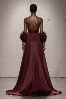 Load image into Gallery viewer, Burgundy Satin Ruched Sweetheart Mermaid Long Formal Dress