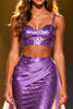 Load image into Gallery viewer, Sparkly Purple Mermaid Two Piece Sequin Long Pageant Dress