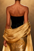 Load image into Gallery viewer, Sparkly Gold Strapless Mermaid Sequin Long Pageant Dress with Shawl