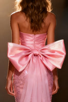 Load image into Gallery viewer, Sparkly Light Pink Mermaid Sequin Long Pageant Dress with Bow