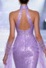 Load image into Gallery viewer, Sparkly Light Purple V-Neck Sequins Mermaid Long Pageant Dress