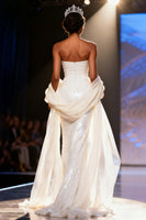 Load image into Gallery viewer, Sparkly White Mermaid Sequins Strapless Long Pageant Dress
