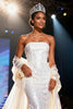 Load image into Gallery viewer, Sparkly White Mermaid Sequins Strapless Long Pageant Dress