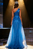 Load image into Gallery viewer, Sparkly Royal Blue Mermaid Sequins Long Pageant Dress with Sash