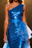 Load image into Gallery viewer, Sparkly Royal Blue Mermaid Sequins Long Pageant Dress with Sash