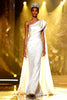 Load image into Gallery viewer, Sparkly White Sequins One Shoulder Mermaid Long Pageant Dress with Side Cape