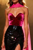 Load image into Gallery viewer, Sparkly Black and Pink Sequins Neck Scarf Mermaid Long Pageant Dress with Slit