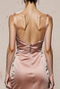 Load image into Gallery viewer, Light Pink Mermaid Satin Spaghetti Straps Long Formal Dress with Slit