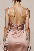 Load image into Gallery viewer, Light Pink Mermaid Satin Spaghetti Straps Long Formal Dress with Slit