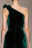 Load image into Gallery viewer, Dark Green Velvet One Shoulder Mermaid Long Formal Dress with Slit