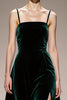 Load image into Gallery viewer, Dark Green Spaghetti Straps Velvet Backless Long Formal Dress with Slit