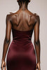 Load image into Gallery viewer, Simple Burgundy Satin Ruched Strapless Mermaid Long Formal Dress