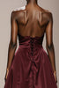 Load image into Gallery viewer, Simple Burgundy Strapless Satin Long Formal Dress