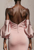 Load image into Gallery viewer, Light Pink Mermaid Satin Long Formal Dress with Sleeves