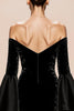 Load image into Gallery viewer, Black Velvet Mermaid Long Sleeves Formal Dress with Slit
