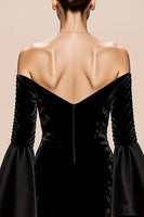Load image into Gallery viewer, Black Velvet Mermaid Long Sleeves Formal Dress with Slit