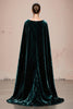 Load image into Gallery viewer, Dark Green Boat Neck Velvet Long Formal Dress with Cape