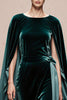 Load image into Gallery viewer, Dark Green Boat Neck Velvet Long Formal Dress with Cape