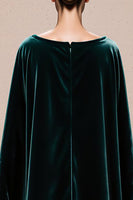 Load image into Gallery viewer, Dark Green Boat Neck Velvet Long Formal Dress with Cape