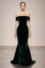 Load image into Gallery viewer, Simple Dark Green Mermaid Velvet Off the Shoulder Long Formal Dress