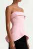 Load image into Gallery viewer, Black and Pink Satin Sheath Strapless Long Formal Dress
