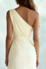 Load image into Gallery viewer, Ivory Ruched Chiffon Sheath Ruched One Shoulder Long Formal Dress