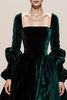 Load image into Gallery viewer, Dark Green Ball Gown Velvet Square Neck Long Holiday Party Dress