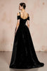 Load image into Gallery viewer, Black Velvet Ball Gown Cold Shoulder Long Holiday Party Dress