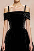 Load image into Gallery viewer, Black Velvet Ball Gown Cold Shoulder Long Holiday Party Dress