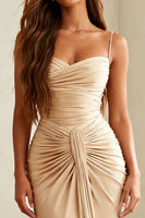 Load image into Gallery viewer, Ivory Mermaid Ruched Spaghetti Straps Long Formal Dress