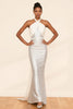Load image into Gallery viewer, Sparkly White Sequins Mermaid Halter Long Formal Dress