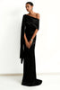 Load image into Gallery viewer, Black Satin Mermaid One Shoulder Long Formal Dress with Side Cape