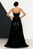 Load image into Gallery viewer, Sparkly Black and White Mermaid Strapless Sequins Long Formal Dress