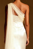 Load image into Gallery viewer, White Mermaid One Shoulder Satin Long Formal Dress with Side Cape