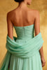 Load image into Gallery viewer, Sparkly Mint Green Strapless Chiffon Long Formal Dress with Shawl