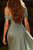 Load image into Gallery viewer, Dusty Sage Chiffon One Shoulder Ruched Long Formal Dress with Side Cape
