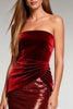 Load image into Gallery viewer, Sparkly Burgundy Mermaid Sequin Strapless Long Formal Dress
