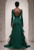 Load image into Gallery viewer, Dark Green Satin Mermaid Sweetheart Long Sleeves Formal Dress with Tulle