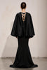 Load image into Gallery viewer, Black and White Satin Mermaid V-Neck Long Formal Dress with Sleeves