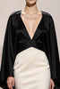 Load image into Gallery viewer, Black and White Satin Mermaid V-Neck Long Formal Dress with Sleeves
