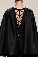 Load image into Gallery viewer, Black and White Satin Mermaid V-Neck Long Formal Dress with Sleeves