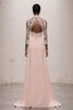 Load image into Gallery viewer, Simple Light Pink Lace High Neck Backless Long Formal Dress