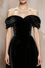 Load image into Gallery viewer, Black Velvet A Line Off the Shoulder Long Formal Dress