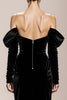 Load image into Gallery viewer, Black Velvet Mermaid Off the Shoulder Long Formal Dress with Sleeves