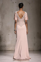 Load image into Gallery viewer, Sparkly Light Pink Mermaid Beaded Long Formal Dress with Slit