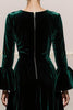 Load image into Gallery viewer, Dark Green Velvet A Line Round Neck Long Sleeves Formal Dress